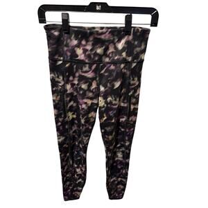 Athleta Rainier High Rise Reflective Print Leggings – Lyra Garden Black/Pink – S